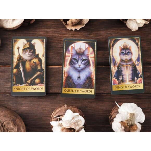 Cat Tarot Card Deck 78 Cards, 4.13" x 2.48" Mystical Cat Artwork NIB - Picture 9 of 11